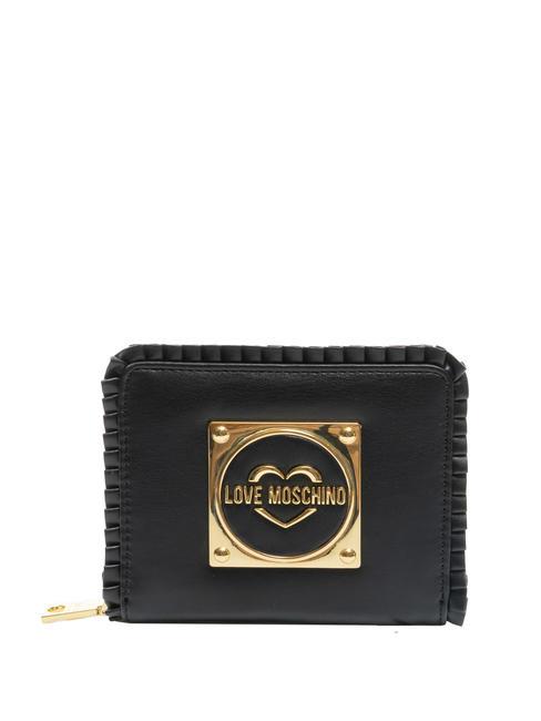 LOVE MOSCHINO HEART CORNER Kleine Geldbörse mit umlaufendem Reißverschluss Schwarz - Brieftaschen Damen