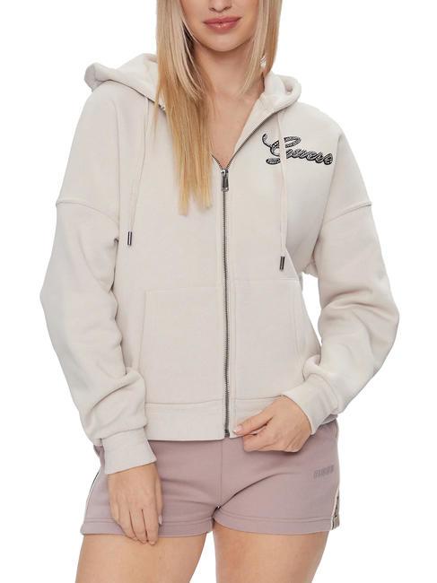 GUESS HOOD ZIP Sweatshirt mit durchgehendem Reißverschluss und Kapuze gedämpfter Stein - Sweatshirts Damen