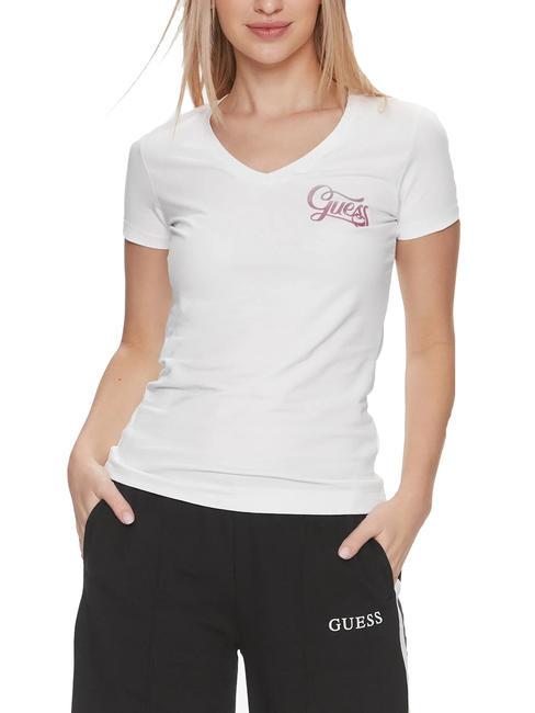 GUESS SS VN SHADED GLITTER T-Shirt aus Stretch-Baumwolle purweiß - T-Shirts und Tops für Damen