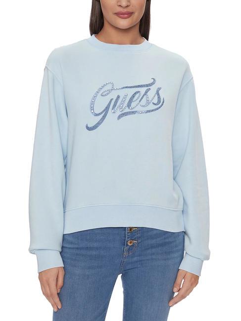 GUESS STONES LOGO Sweatshirt mit Rundhalsausschnitt und Strasssteinen saures, skurriles Blau - Sweatshirts Damen