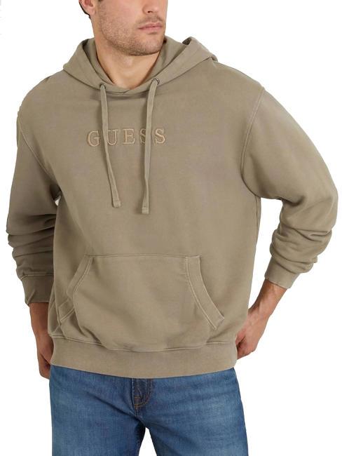 GUESS FINCH TERRY Sweatshirt mit Tasche und Kapuze Schiefer Taupe Multi - Sweatshirts Herren