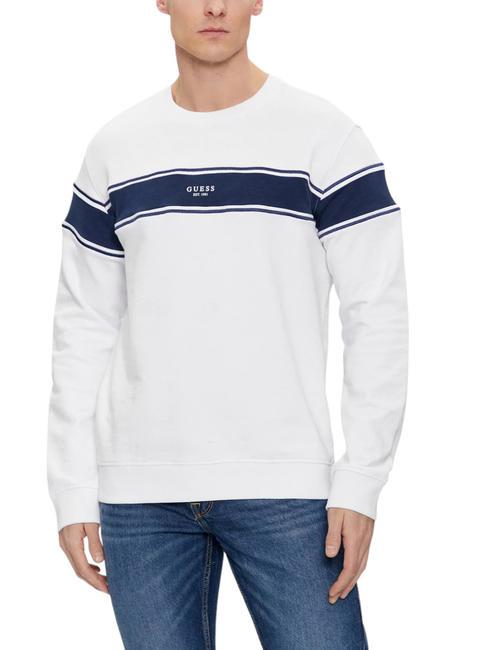 GUESS INSERTED STRIPE Sweatshirt aus Baumwolle mit Rundhalsausschnitt purweiß - Sweatshirts Herren