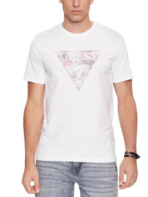 GUESS TRIANGLE GEL T-Shirt aus Stretch-Baumwolle purweiß - Herren-T-Shirts