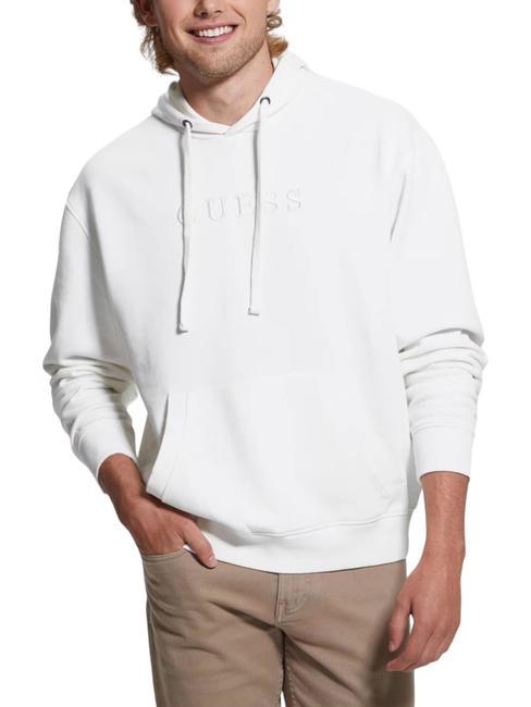 GUESS FINCH TERRY Sweatshirt mit Tasche und Kapuze Salzweiß Multi - Sweatshirts Herren