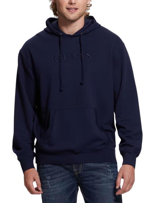 GUESS FINCH TERRY Sweatshirt mit Tasche und Kapuze Smart Blue Multi - Sweatshirts Herren