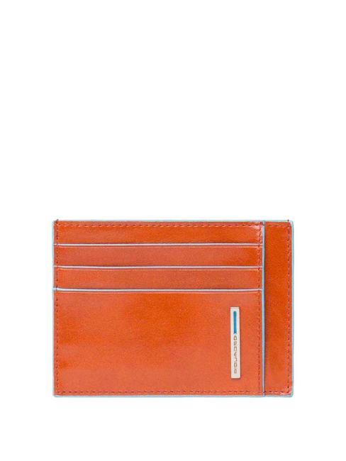 PIQUADRO BLUE SQUARE Flaches Kartenetui aus Leder orange - Brieftaschen Herren