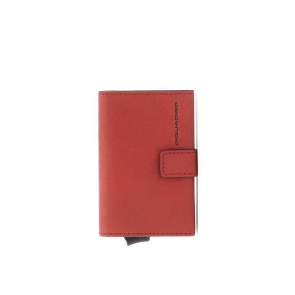 PIQUADRO BLACK SQUARE Kartenhalter aus Leder Rot 2 - Brieftaschen Herren