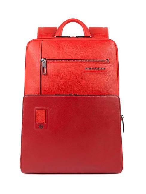 PIQUADRO AKRON Laptop-Rucksack 14 ", aus Leder Rot - PC-Rucksäcke