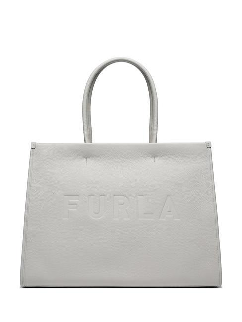 FURLA OPPORTUNITY Große Tragetasche aus Leder Marshmallow + schwarz - Damentaschen