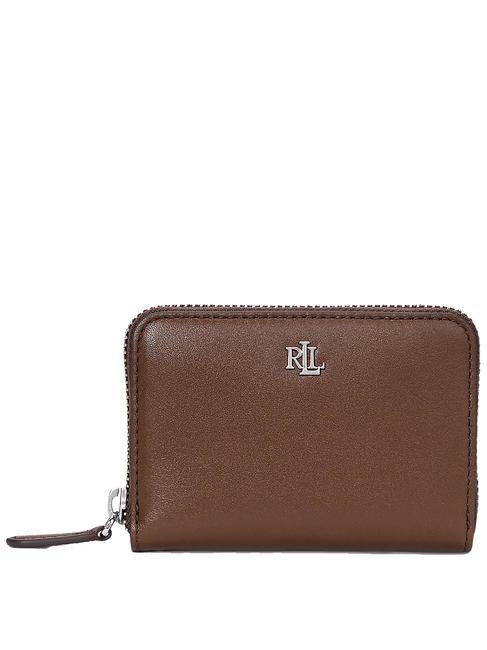 RALPH LAUREN Geldbörse zip piccolo in Haut Kleine Geldbörse aus Leder mit Reißverschluss dunkles Mahagoni - Brieftaschen Damen