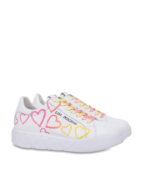 LOVE MOSCHINO HEART 45 Ledersneaker weiß/fuchsia - Damenschuhe