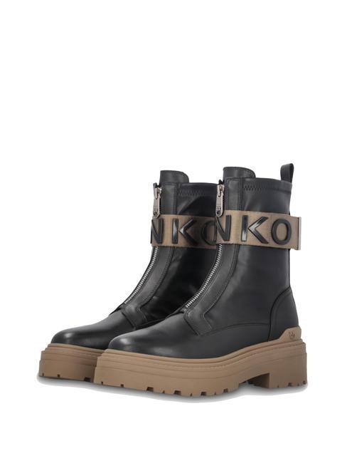 PINKO MIA Kampfstiefel mit Logo-Stretchband schwarze Limousine - Damenschuhe