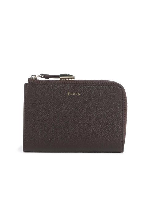 FURLA GOCCIA Kartenetui aus Leder mit Reißverschluss Schokolade - Brieftaschen Damen