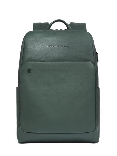 PIQUADRO BLACK SQUARE Lederrucksack für 14-Zoll-Laptop Grün Grün - PC-Rucksäcke