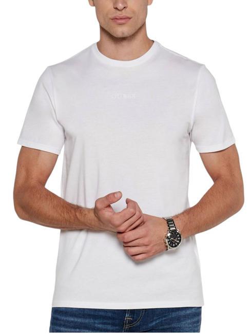 GUESS PIMA Baumwoll-T-Shirt mit gesticktem Logo purweiß - Herren-T-Shirts