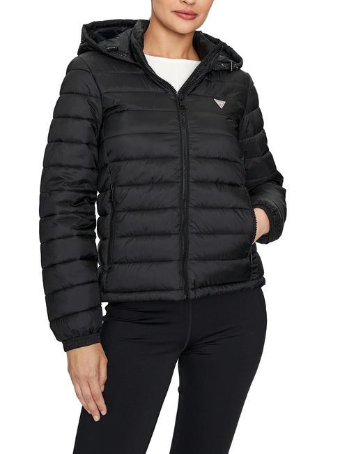 GUESS JEANS CROPPED PUFFER Daunenjacke mit Kapuze jetbla - Daunenjacken für Damen