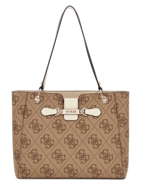 GUESS NOLANA Schulter-Shopper-Tasche Milchlogo/Knochen - Damentaschen