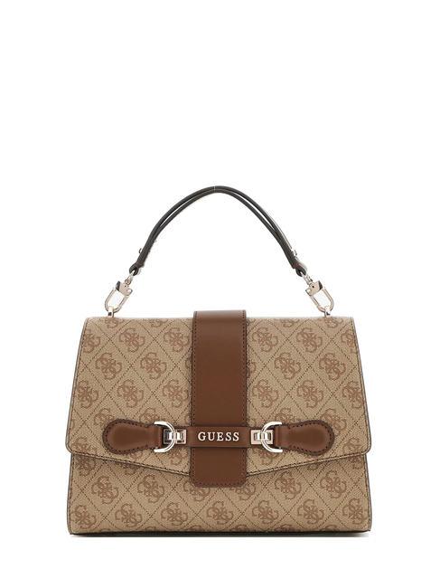 GUESS NOLANA Aktentasche mit Schultergurt Latte-Logo / braun - Damentaschen