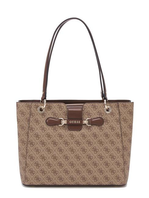 GUESS NOLANA Schulter-Shopper-Tasche Latte-Logo / braun - Damentaschen