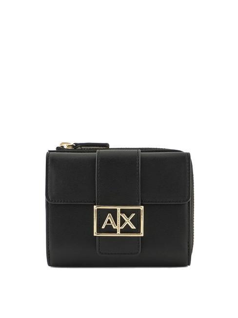 ARMANI EXCHANGE A|X BUCKLE Mini-Geldbörse mit Klappe und Reißverschluss Schwarz - Brieftaschen Damen