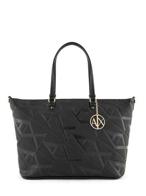 ARMANI EXCHANGE LOGO EMBOSSED Schulter-Shopper-Tasche Schwarz Schwarz - Damentaschen