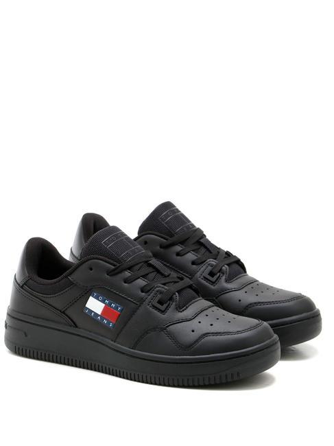 TOMMY HILFIGER TOMMY JEANS Retro Basket Essential Ledersneaker SCHWARZ - Damenschuhe