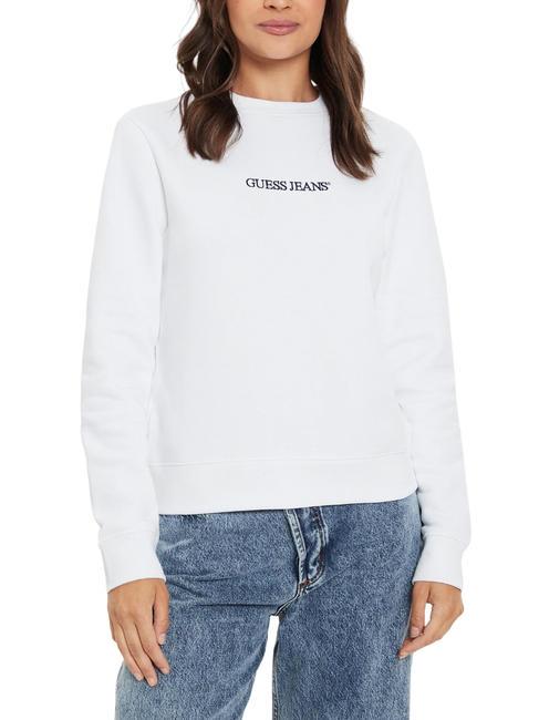 GUESS JEANS LOGO Sweatshirt mit normaler Passform und Rundhalsausschnitt purweiß - Sweatshirts Damen