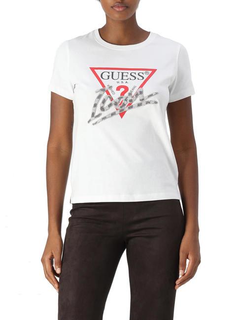 GUESS SS CN ICON  Baumwoll-T-Shirt purweiß - T-Shirts und Tops für Damen