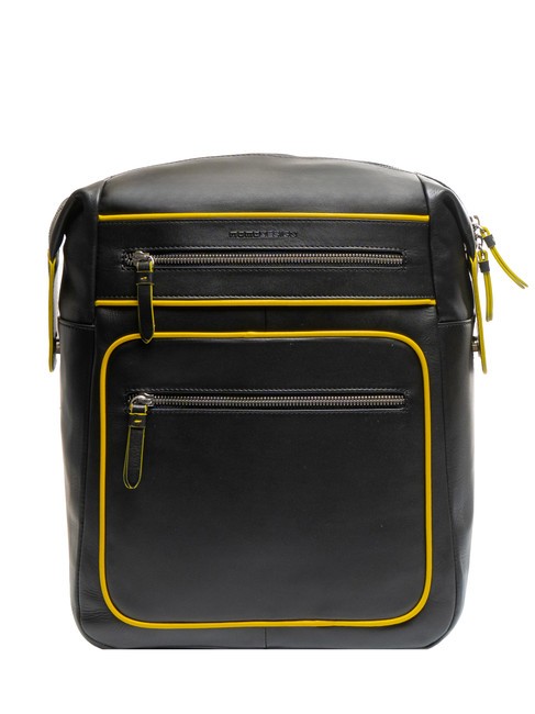 MOMO DESIGN BICOLOR Lederrucksack für 15,6-Zoll-Laptop Schwarz Gelb - PC-Rucksäcke