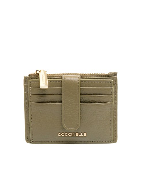 COCCINELLE METALLIC SOFT Flache Geldbörse aus strukturiertem Leder Lorbeergrün - Brieftaschen Damen