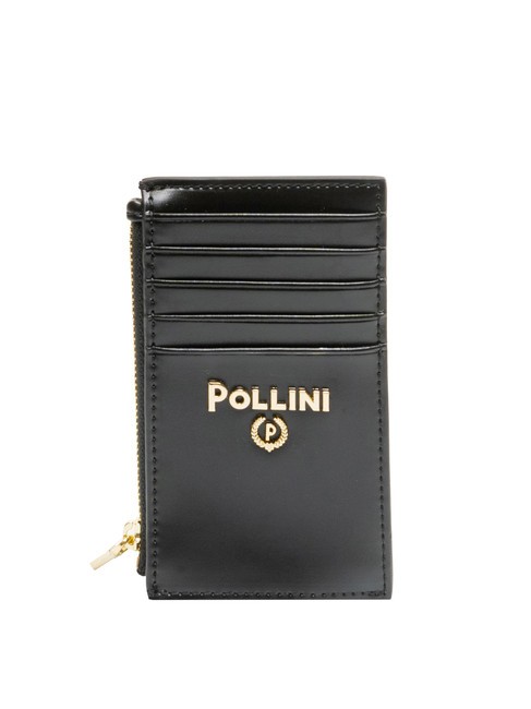 POLLINI METALLIC LOGO Flache Münzbörse Schwarz - Brieftaschen Damen