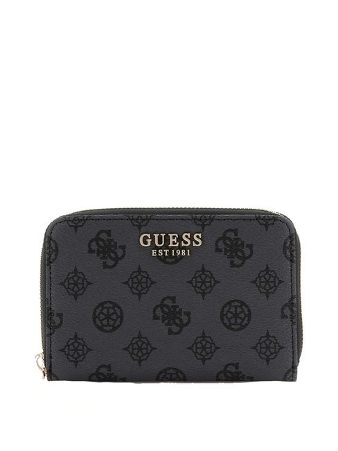 GUESS LAUREL Peony Mittelgroße Geldbörse mit umlaufendem Reißverschluss Kohle-Logo - Brieftaschen Damen