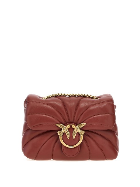 PINKO LOVE PUFF MINI Mini-Umhängetasche aus Nappa rotes Ocker-Antikgold - Damentaschen