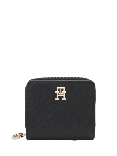 TOMMY HILFIGER DISTINCT Kleine Geldbörse mit geprägtem Logo Schwarz - Brieftaschen Damen