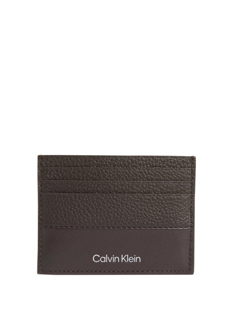 CALVIN KLEIN SUBTLE MIX Flaches Kartenetui aus Leder javabrauner Kieselstein und glatt - Brieftaschen Herren