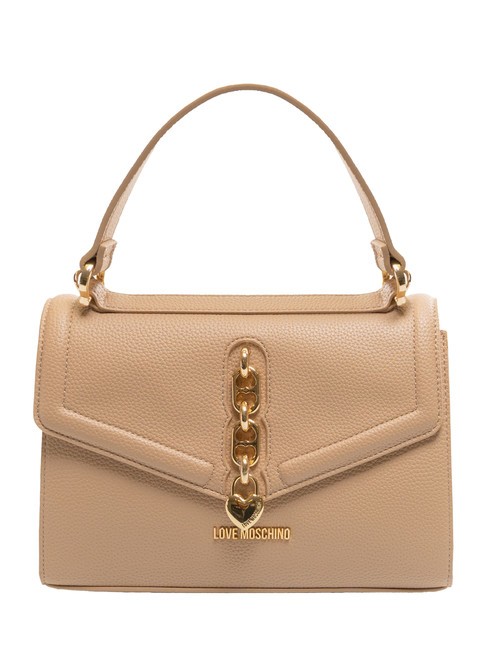 LOVE MOSCHINO GOLD HEART Handtasche, mit Schultergurt Creme - Damentaschen