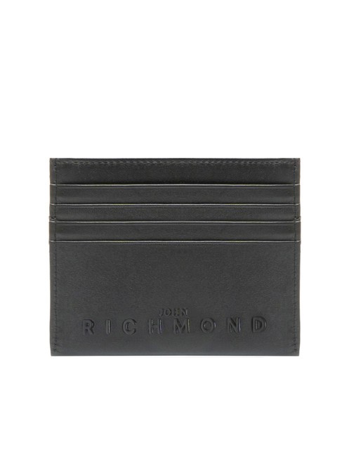 JOHN RICHMOND EMBOSSED LOGO Flaches Kartenetui aus Leder Schwarz - Brieftaschen Herren