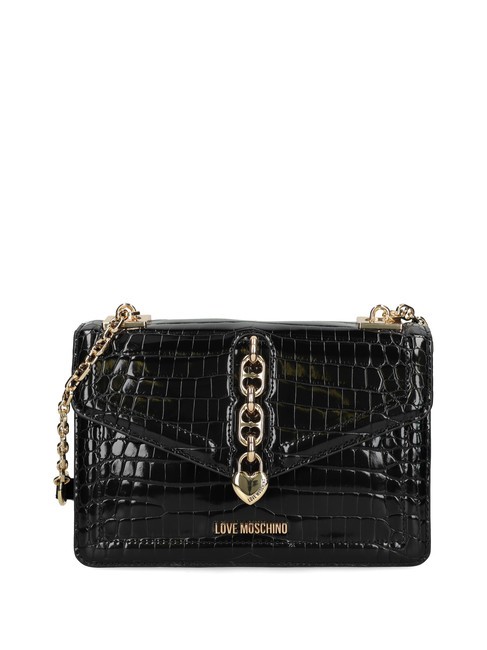 LOVE MOSCHINO CHAIN CROCO Bedruckte Umhängetasche Schwarz - Damentaschen