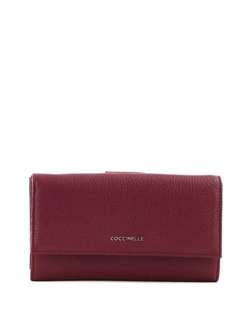 COCCINELLE METALLIC SOFT Großes Lederportemonnaie Granatrot - Brieftaschen Damen