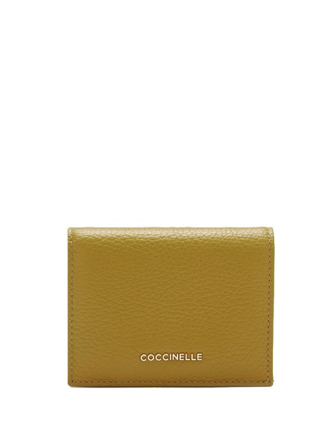 COCCINELLE METALLIC SOFT Kleine Geldbörse aus Leder Zitronengras - Brieftaschen Damen