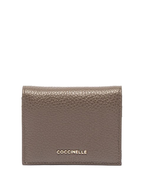 COCCINELLE METALLIC SOFT Kleine Geldbörse aus Leder Kaffee - Brieftaschen Damen