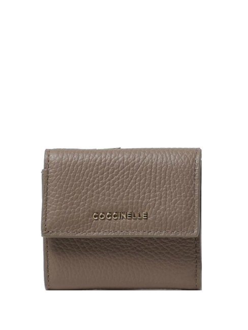 COCCINELLE METALLIC SOFT Portemonnaie aus genarbtem Leder warmes Taupe - Brieftaschen Damen