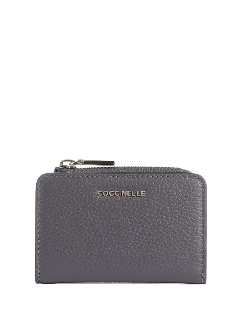 COCCINELLE METALLIC LOGO Kartenhalter aus Leder Schiefer - Brieftaschen Damen