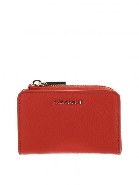 COCCINELLE METALLIC LOGO Kartenhalter aus Leder Mandarine - Brieftaschen Damen