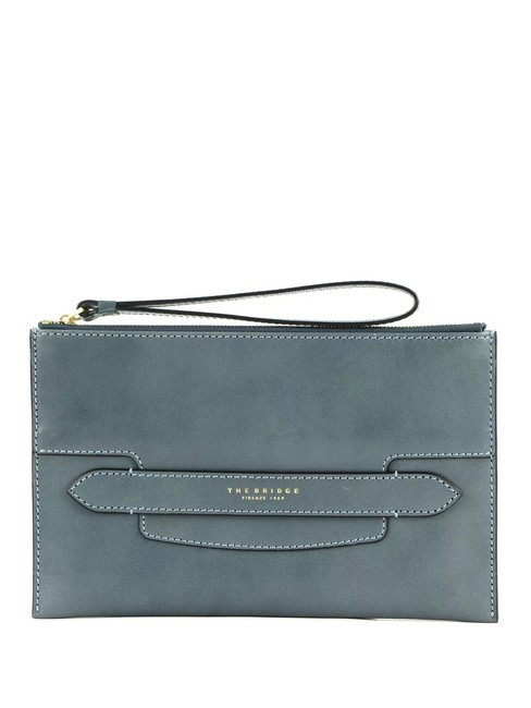 THE BRIDGE LUCREZIA Clutch aus Leder Himmelblau mit Gold abb - Damentaschen