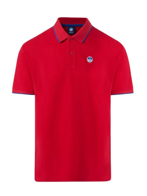 NORTH SAILS COLLAR STRIPED Kurzarm-Poloshirt aus Baumwolle Rot - Herren-Polo-Shirts/Herren-Polo-Shirt/Herrenpoloshirt/Herrenpoloshirts