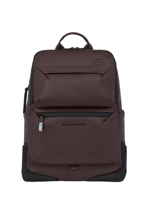 PIQUADRO CORNER 2.0 SPECIALE 14-Zoll-PC-Rucksack aus Leder Burgund - PC-Rucksäcke