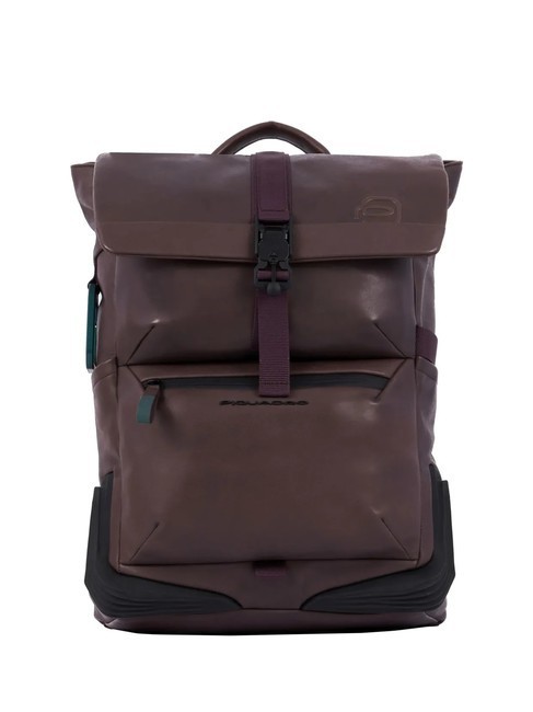 PIQUADRO CORNER 2.0 SPECIALE 15,6-Zoll-Laptop-Rucksack aus Leder Burgund - PC-Rucksäcke