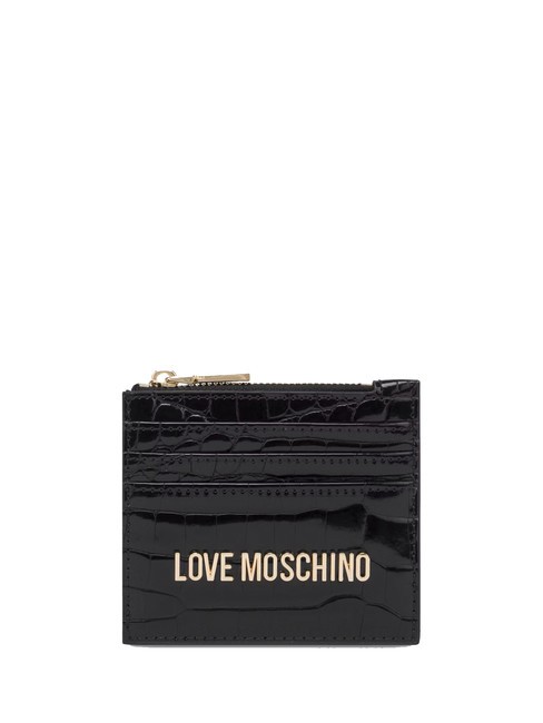 LOVE MOSCHINO SHINY CROCO Kartenhalter / Geldbörse  Schwarz - Brieftaschen Damen