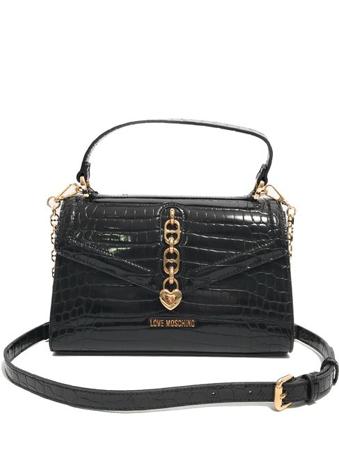 LOVE MOSCHINO SHINY CROCO Handtasche, mit Schultergurt Schwarz - Damentaschen